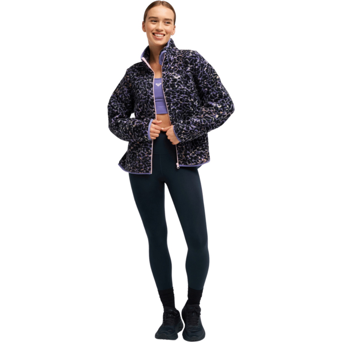 2026 Roxy Womens Waves Of Warmth Zippered Sports Fleece ERJPF03262 - Twilight Purple